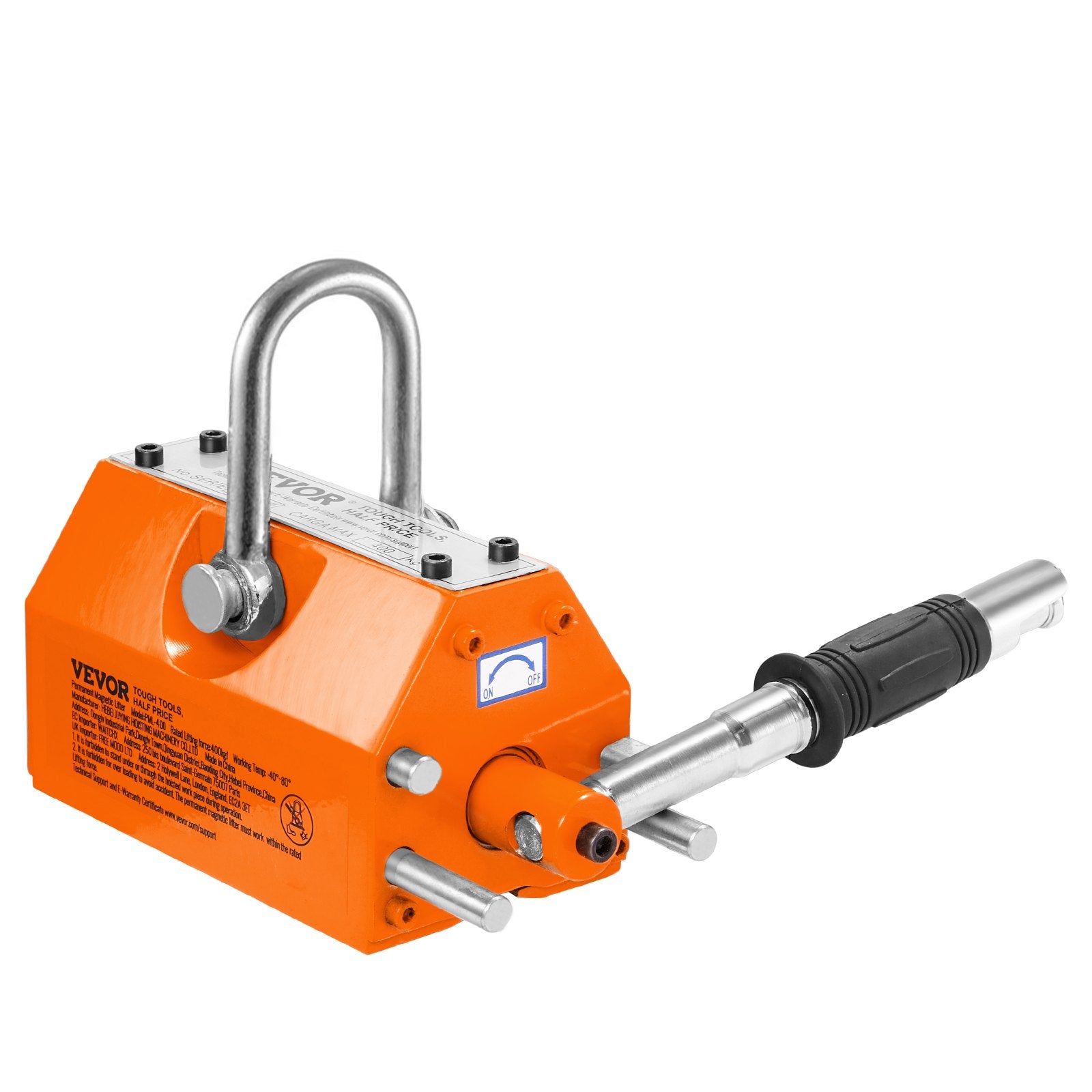Magnetic Lifter, 300 kg Pulling Capacity, 2.5 Safety Factor, Neodymium & Steel, Lifting Magnet with Release, V952-YCXPU300KGN423Z5HV0