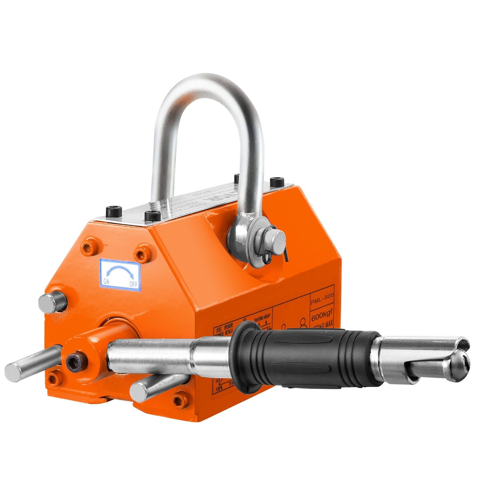 Magnetic Lifter, 600 kg Pulling Capacity, 2.5 Safety Factor, Neodymium & Steel, Lifting Magnet with Release, V952-YCXPU600KGN421P5PV0