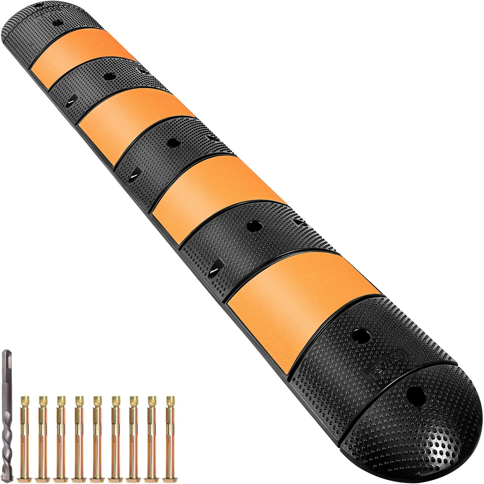 Rubber Speed Bump, 1 Pack 2 Channel Speed Bump Hump, 72"" Long Modular Speed Bump Rated 22000 LBS Loading, V952-YCZ721PCS2PCS6WA2V0