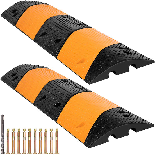 Rubber Speed Bump, 2 Pack 2 Channel Speed Bump Hump, 42"" Long Modular Speed Bump Rated 22000 LBS Load V952-YCZDLCG402PCS1S6RV0