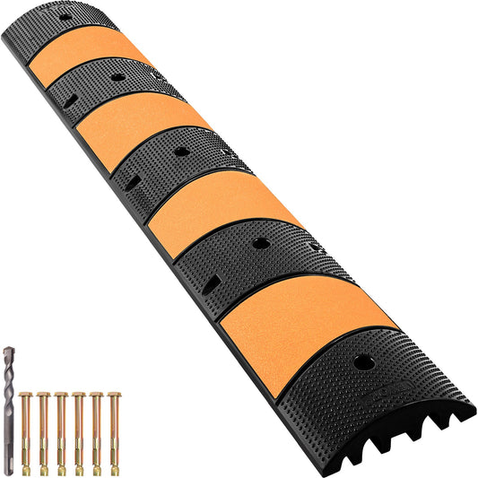 Rubber Speed Bump, 1 Pack 2 Channel Speed Bump Hump, 72.8"" Long Modular Speed Bump Rated 22000 LBS Load V952-YCZDLCG721PCSMUYHV0