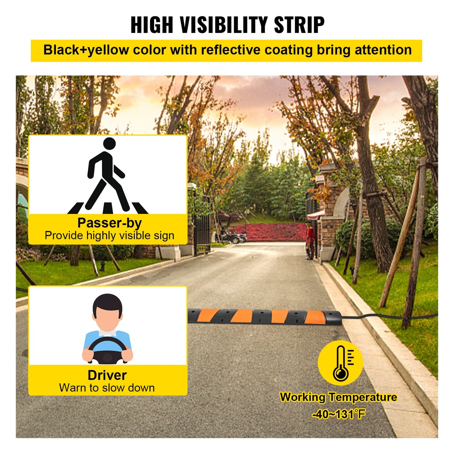 Rubber Speed Bump, 1 Pack 2 Channel Speed Bump Hump, 72.8"" Long Modular Speed Bump Rated 22000 LBS Load V952-YCZDLCG721PCSMUYHV0