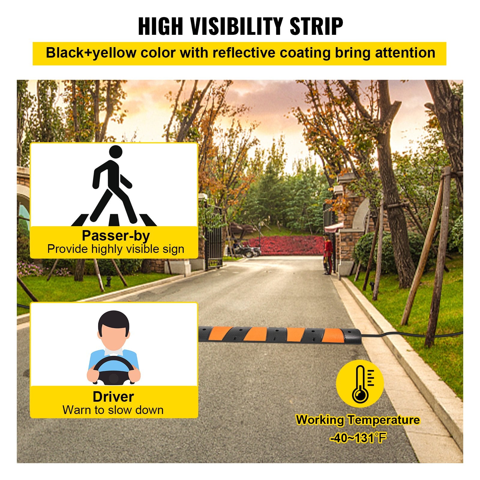 Rubber Speed Bump, 1 Pack 2 Channel Speed Bump Hump, 72.8"" Long Modular Speed Bump Rated 22000 LBS Load V952-YCZDLCG721PCSMUYHV0