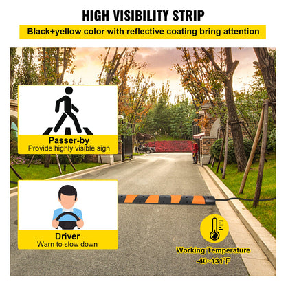 Rubber Speed Bump, 1 Pack 2 Channel Speed Bump Hump, 72.8"" Long Modular Speed Bump Rated 22000 LBS Load V952-YCZDLCG721PCSMUYHV0