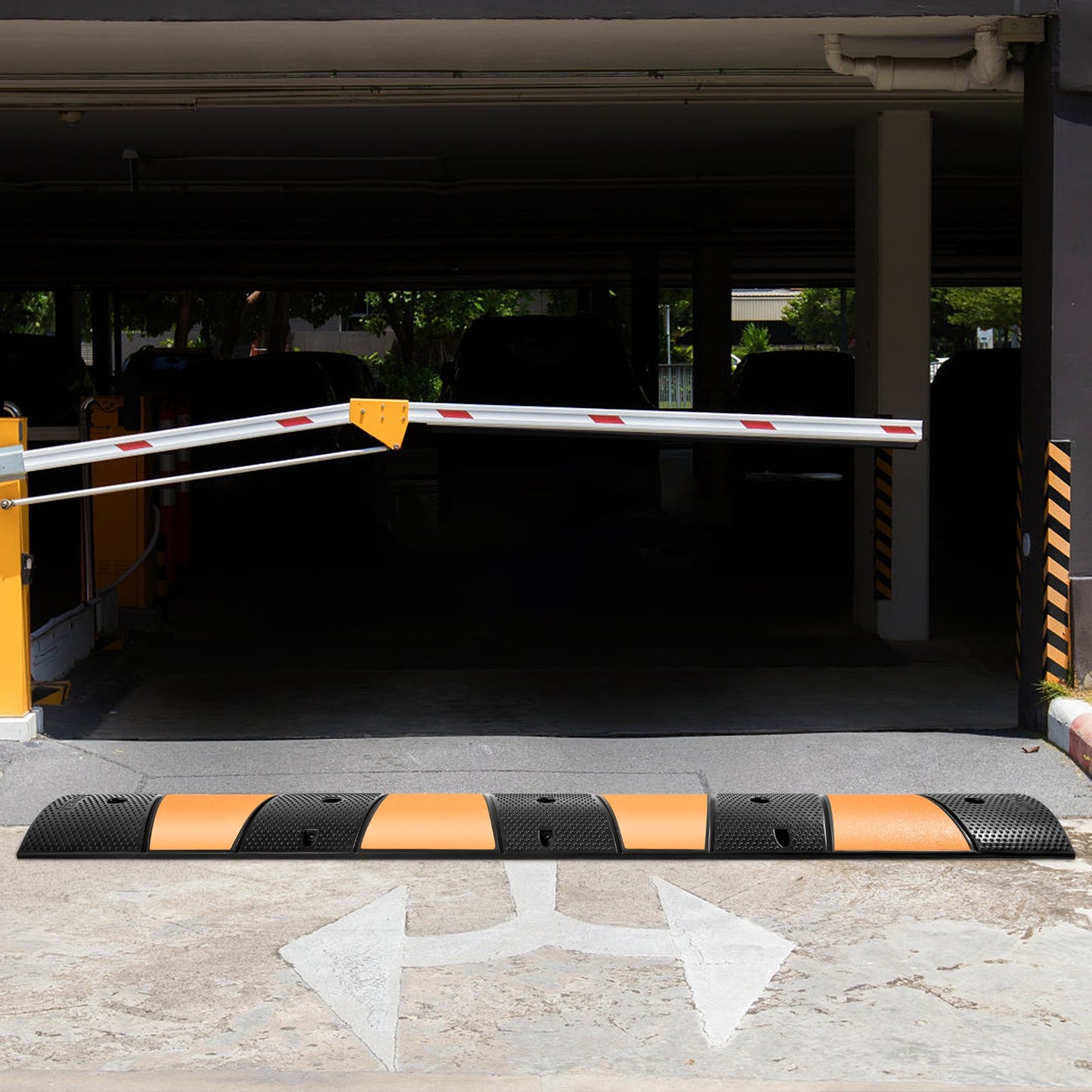 Rubber Speed Bump, 1 Pack 2 Channel Speed Bump Hump, 72.8"" Long Modular Speed Bump Rated 22000 LBS Load V952-YCZDLCG721PCSMUYHV0