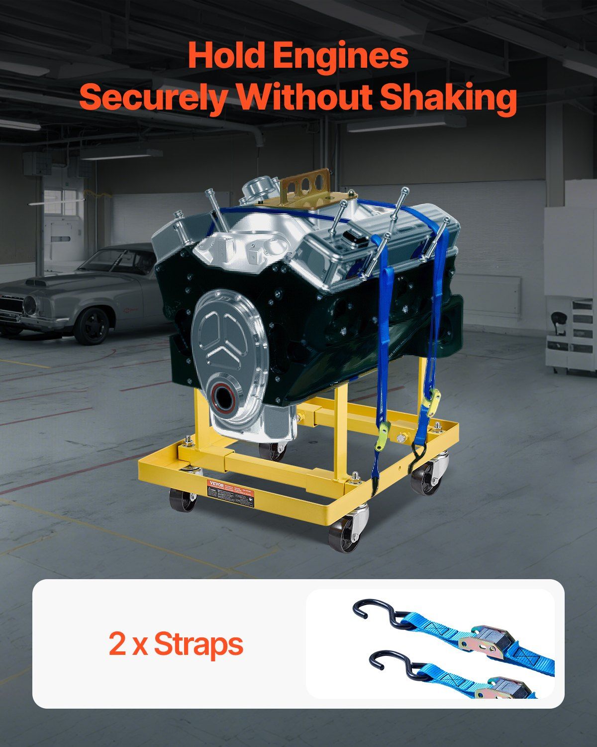 Engine Stand, 340 KG Load Capacity Engine Motor Stand with Adjustable Width & Length, Heavy-Duty Steel Motor V952-YDFXZSZJ750LU66M0V0