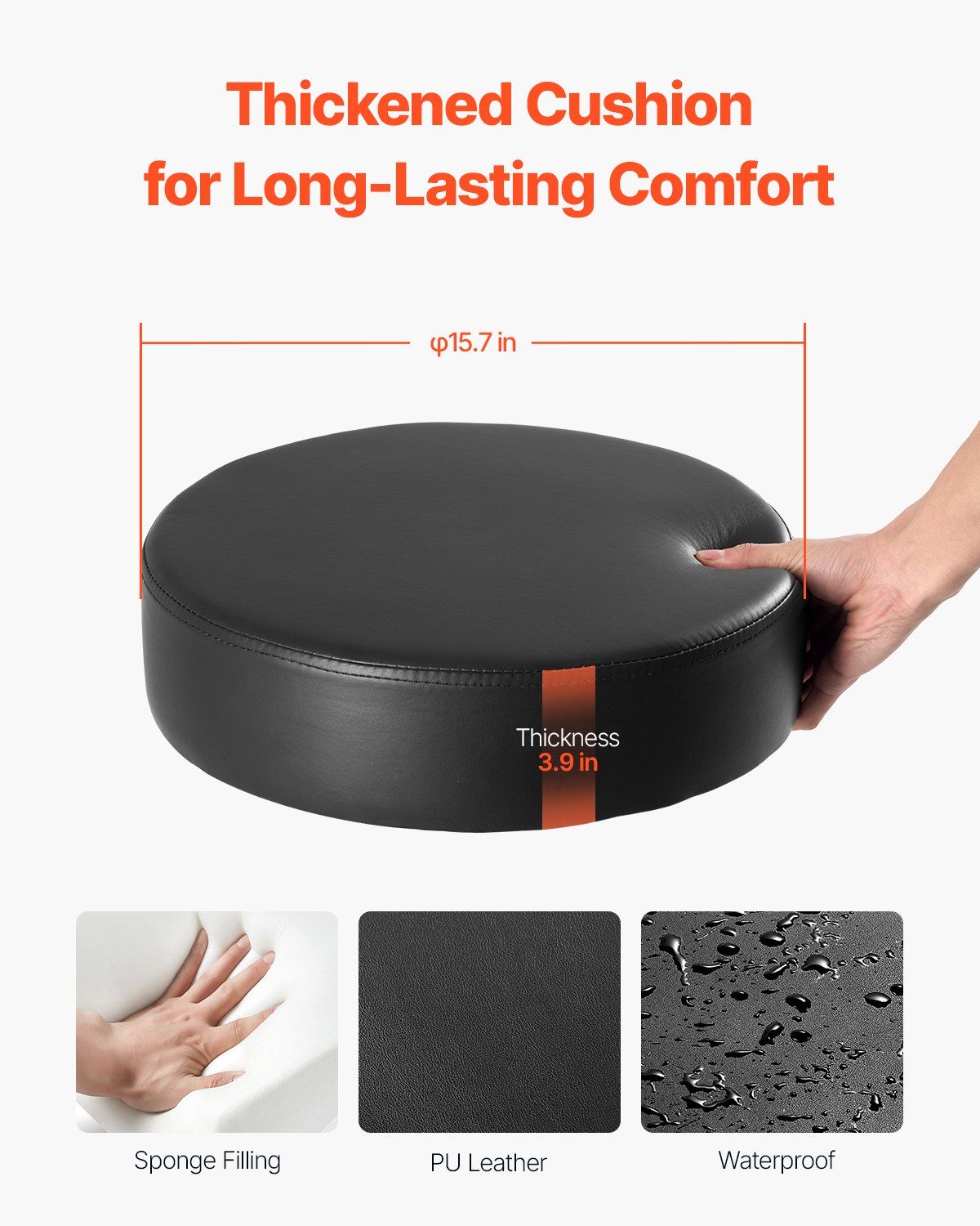 Round Rolling Stool, Leather Rolling Stool with Footrest, 360 degrees Swivel Drafting Stool with Thickened V952-YDHSJSYXWKBYJZQ2WV0