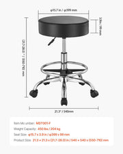 Round Rolling Stool, Leather Rolling Stool with Footrest, 360 degrees Swivel Drafting Stool with Thickened V952-YDHSJSYXWKBYJZQ2WV0