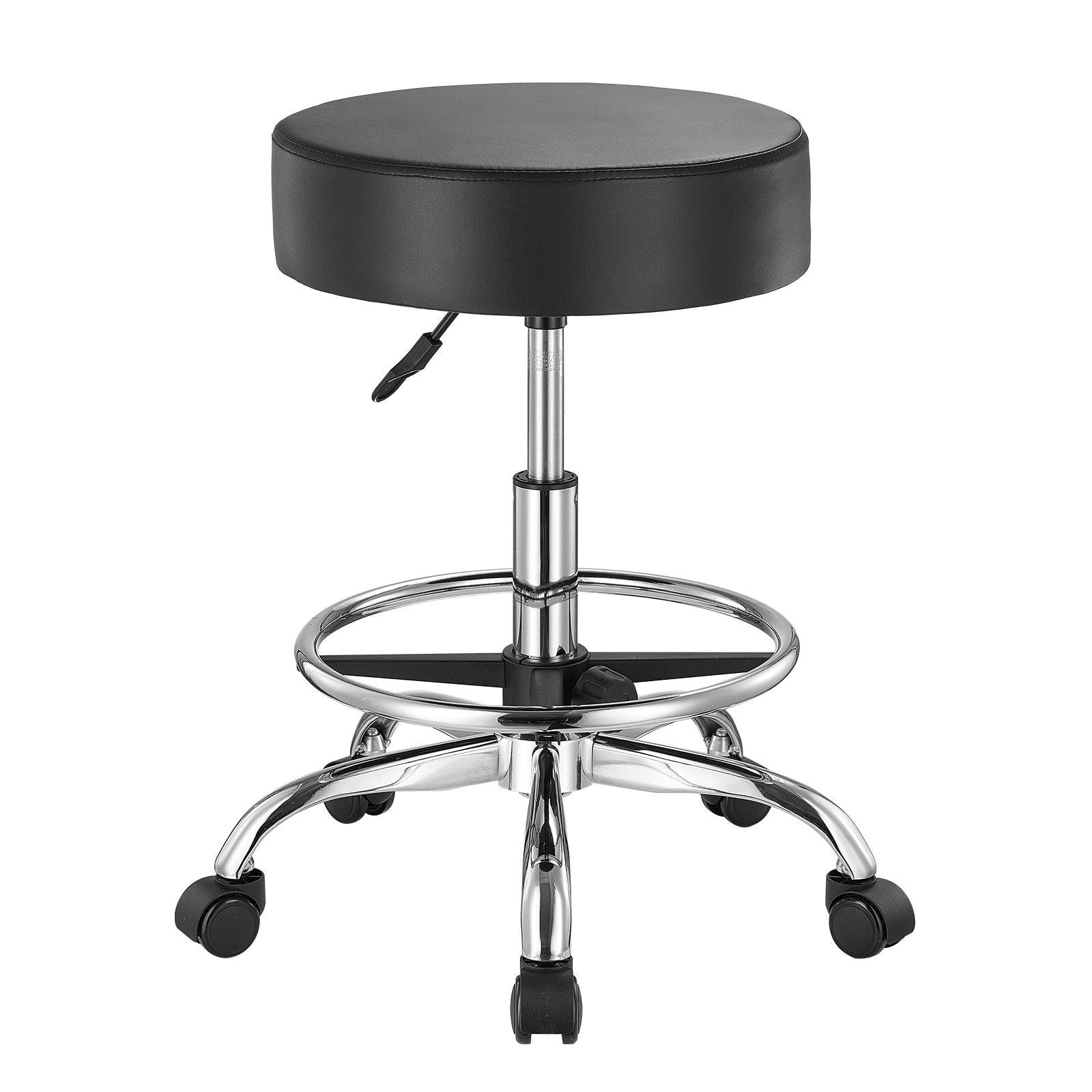 Round Rolling Stool, Leather Rolling Stool with Footrest, 360 degrees Swivel Drafting Stool with Thickened V952-YDHSJSYXWKBYJZQ2WV0