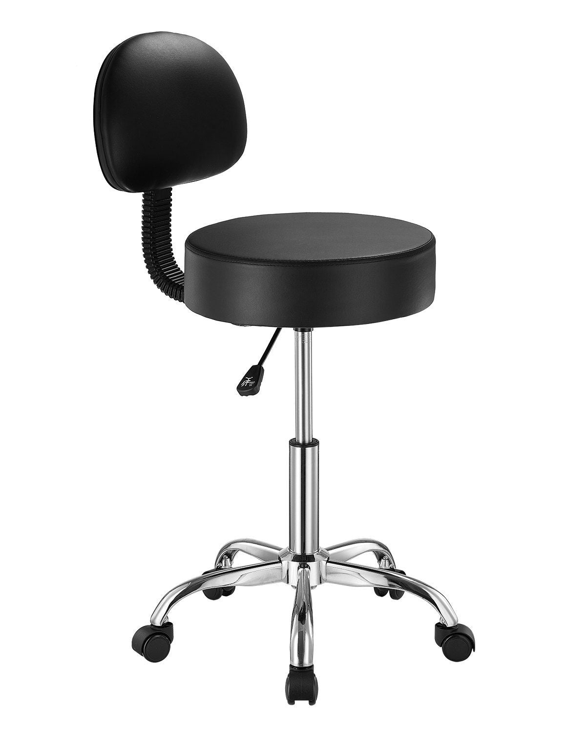 Round Rolling Stool, PU Leather Rolling Stool with Backrest, 360 degrees Swivel Drafting Stool with Thickened V952-YDHSJSYXYKBWDYI0TV0