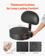 Round Rolling Stool, PU Leather Rolling Stool with Backrest, 360 degrees Swivel Drafting Stool with Thickened V952-YDHSJSYXYKBWDYI0TV0
