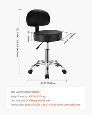 Round Rolling Stool, PU Leather Rolling Stool with Backrest, 360 degrees Swivel Drafting Stool with Thickened V952-YDHSJSYXYKBWDYI0TV0