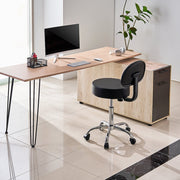 Round Rolling Stool, PU Leather Rolling Stool with Backrest, 360 degrees Swivel Drafting Stool with Thickened V952-YDHSJSYXYKBWDYI0TV0