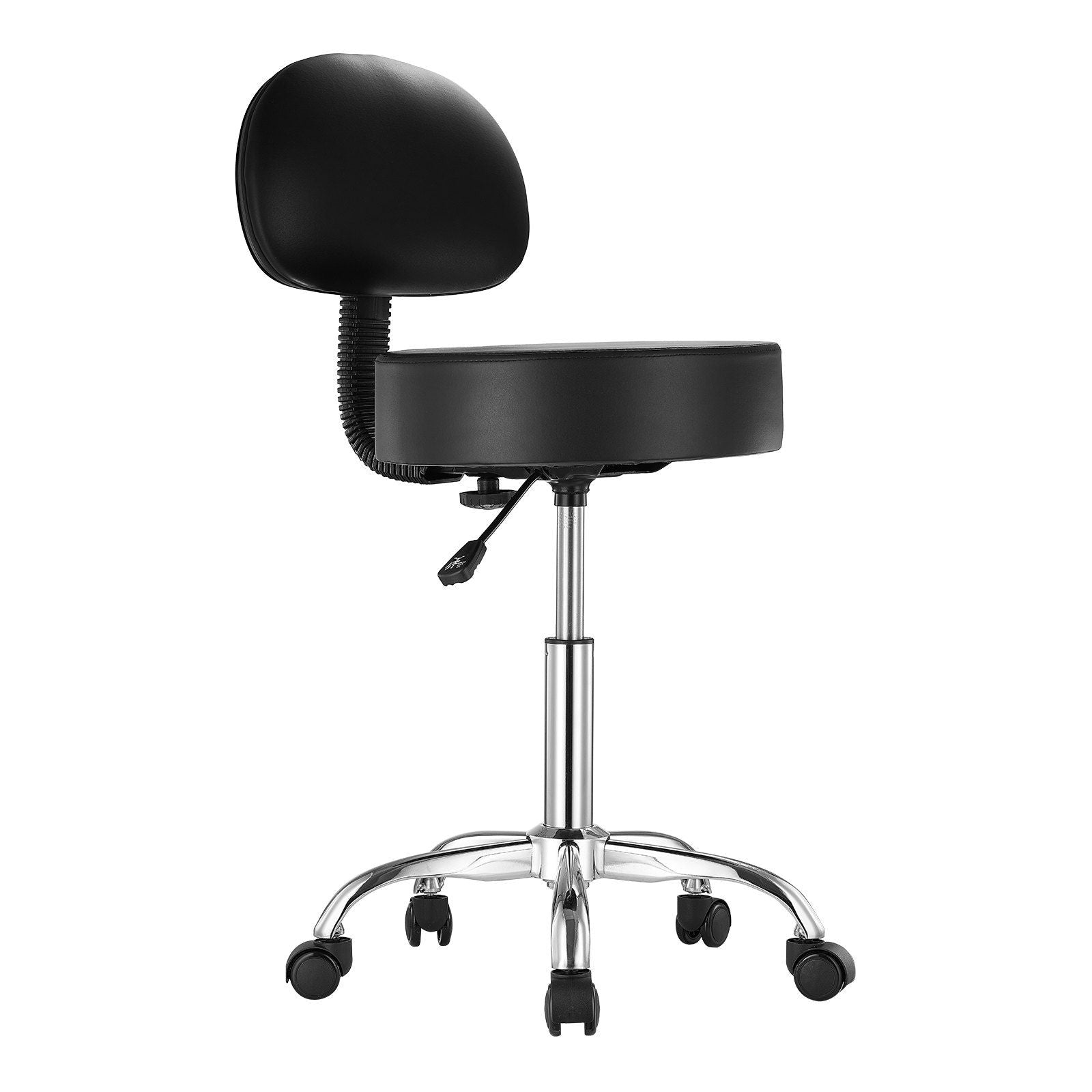 Round Rolling Stool, PU Leather Rolling Stool with Backrest, 360 degrees Swivel Drafting Stool with Thickened V952-YDHSJSYXYKBWDYI0TV0