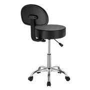 Round Rolling Stool, PU Leather Rolling Stool with Backrest, 360 degrees Swivel Drafting Stool with Thickened V952-YDHSJSYXYKBWDYI0TV0