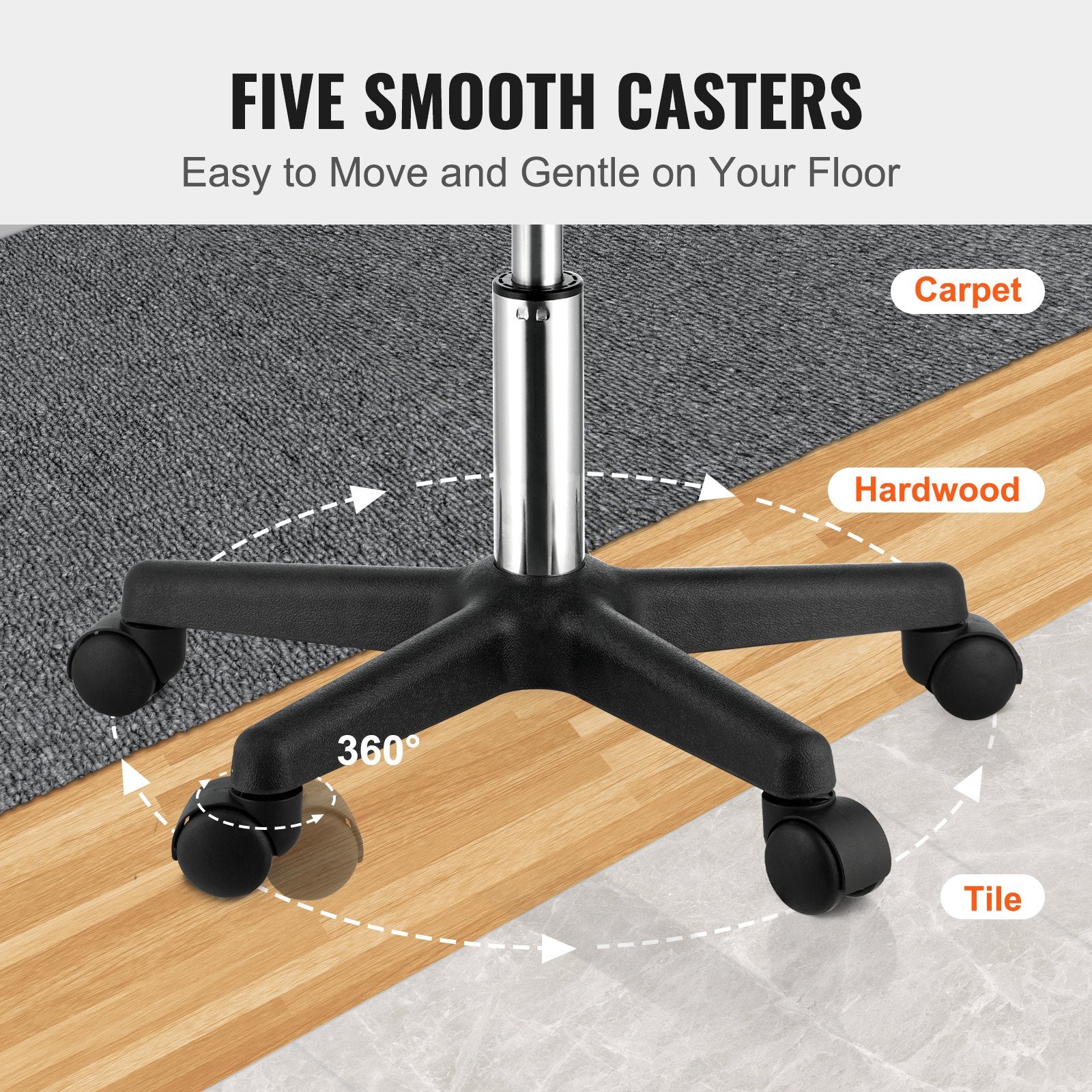 Rolling Stools with Wheels, 400 LBS Weight Capacity Adjustable Height Stool with Ultra-Thick Seat Cushion, V952-YDHSNLYXWKBWF5VS0V0