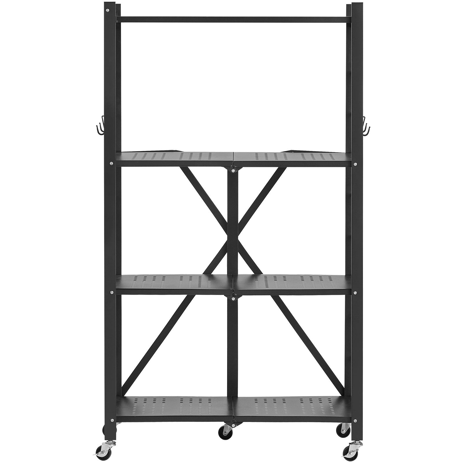 4-Tier Foldable Storage Shelf with Wheels, 66 cm W x 33 cm D x 117 cm H Folding Metal Rack Shelving Unit, No V952-YDKZDHJHS4C1GV6EX001V0