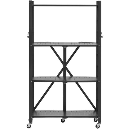 4-Tier Foldable Storage Shelf with Wheels, 66 cm W x 33 cm D x 117 cm H Folding Metal Rack Shelving Unit, No V952-YDKZDHJHS4C1GV6EX001V0