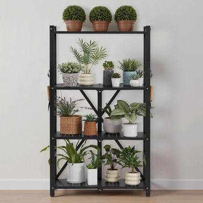 4-Tier Foldable Storage Shelf with Wheels, 66 cm W x 33 cm D x 117 cm H Folding Metal Rack Shelving Unit, No V952-YDKZDHJHS4C1GV6EX001V0