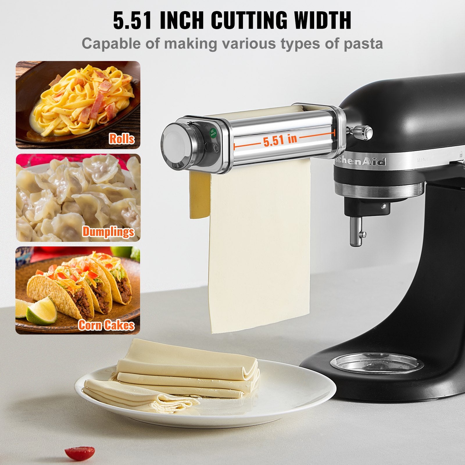 Pasta Attachment for KitchenAid Stand Mixer, Stainless Steel Pasta Sheet Roller Attachment, Pasta Maker V952-YDLMGL1JT00046BE1V0