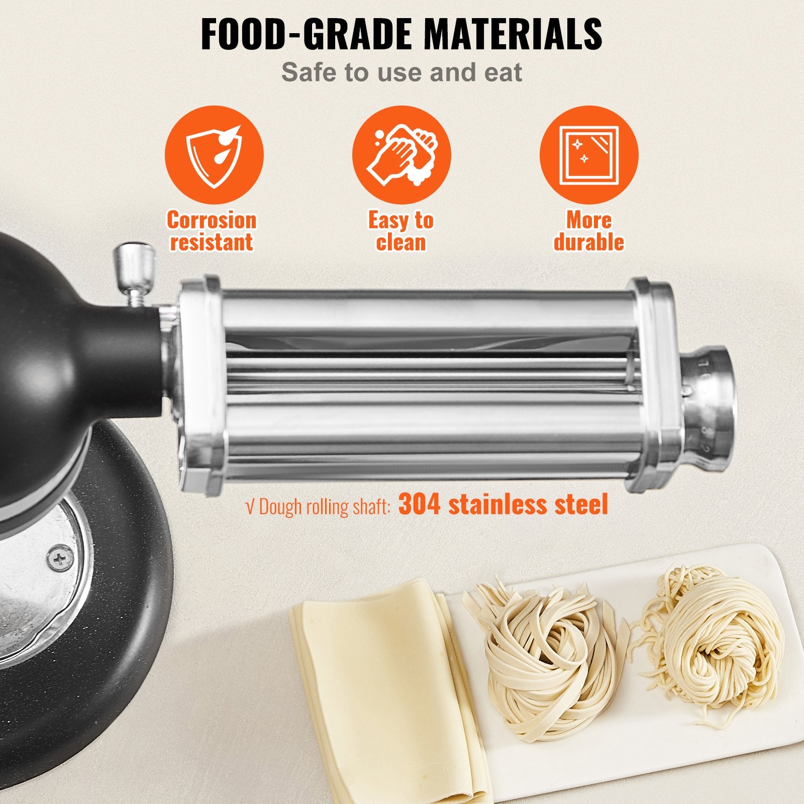 Pasta Attachment for KitchenAid Stand Mixer, Stainless Steel Pasta Sheet Roller Attachment, Pasta Maker V952-YDLMGL1JT00046BE1V0