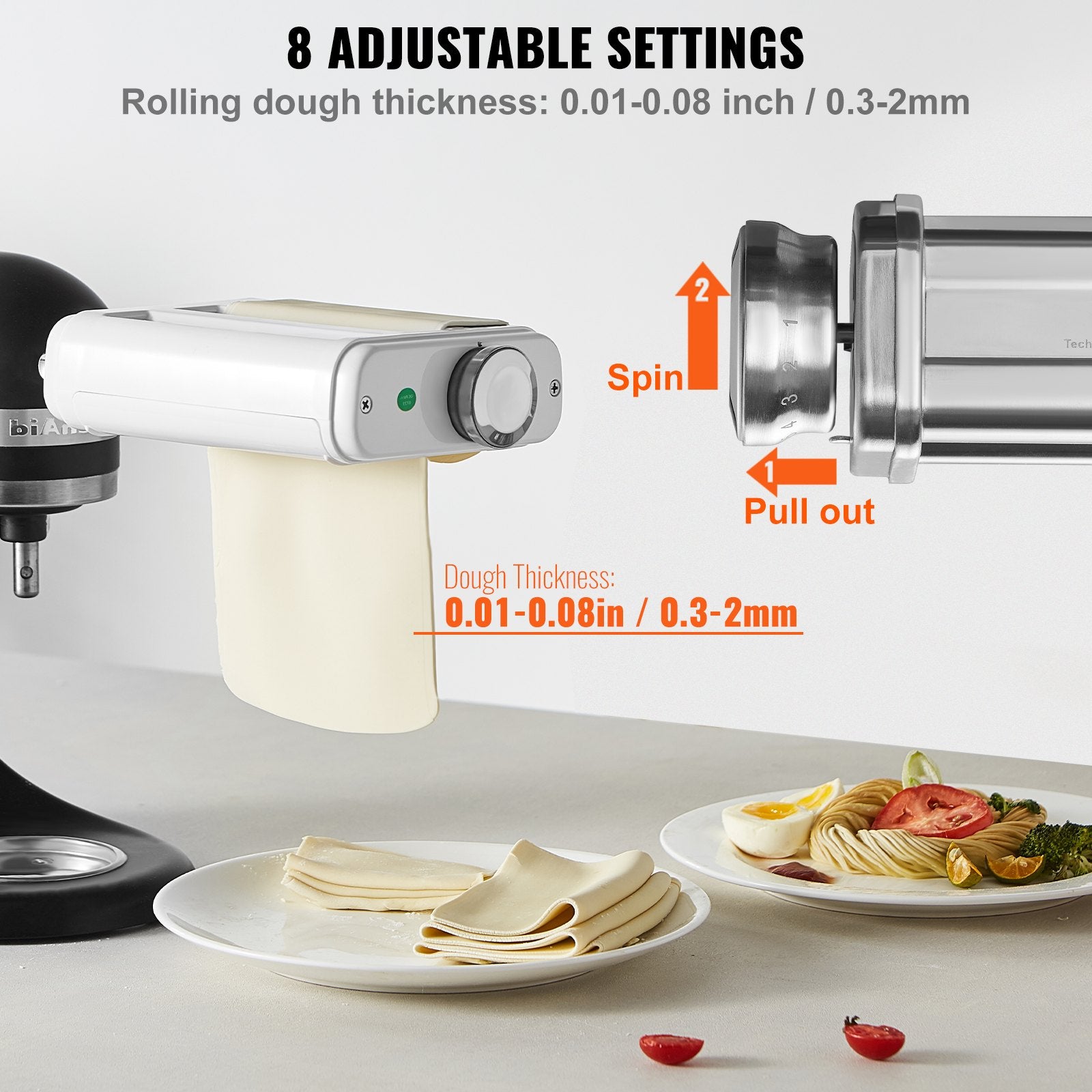Pasta Attachment for KitchenAid Stand Mixer, 3-IN-1 Stainless Steel Pasta Roller Cutter Set Including Pasta V952-YDLMGLSHY0003ZKBPV0