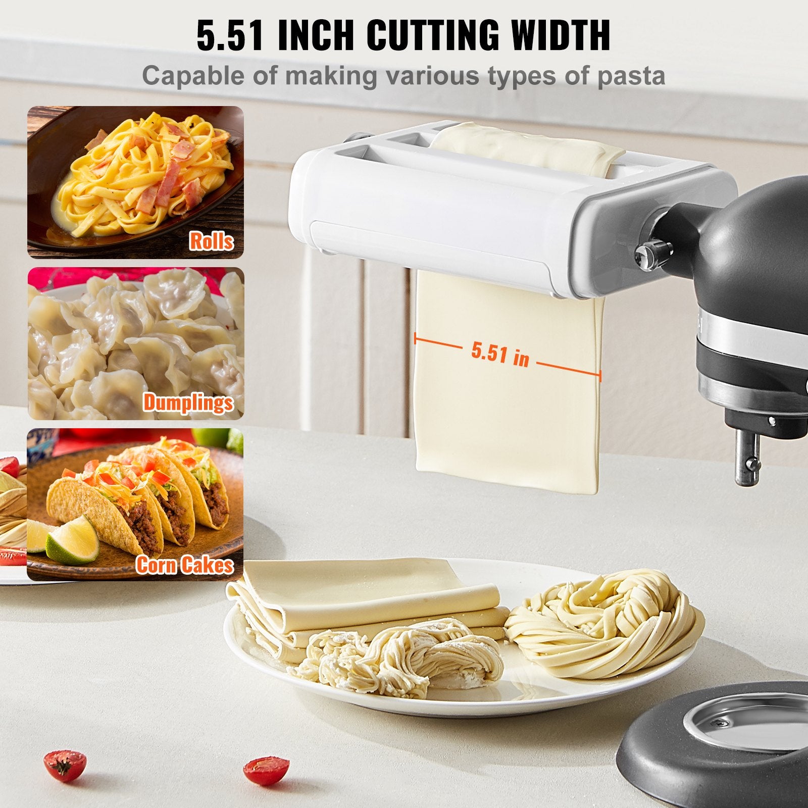 Pasta Attachment for KitchenAid Stand Mixer, 3-IN-1 Stainless Steel Pasta Roller Cutter Set Including Pasta V952-YDLMGLSHY0003ZKBPV0