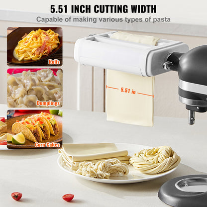 Pasta Attachment for KitchenAid Stand Mixer, 3-IN-1 Stainless Steel Pasta Roller Cutter Set Including Pasta V952-YDLMGLSHY0003ZKBPV0