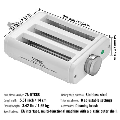 Pasta Attachment for KitchenAid Stand Mixer, 3-IN-1 Stainless Steel Pasta Roller Cutter Set Including Pasta V952-YDLMGLSHY0003ZKBPV0