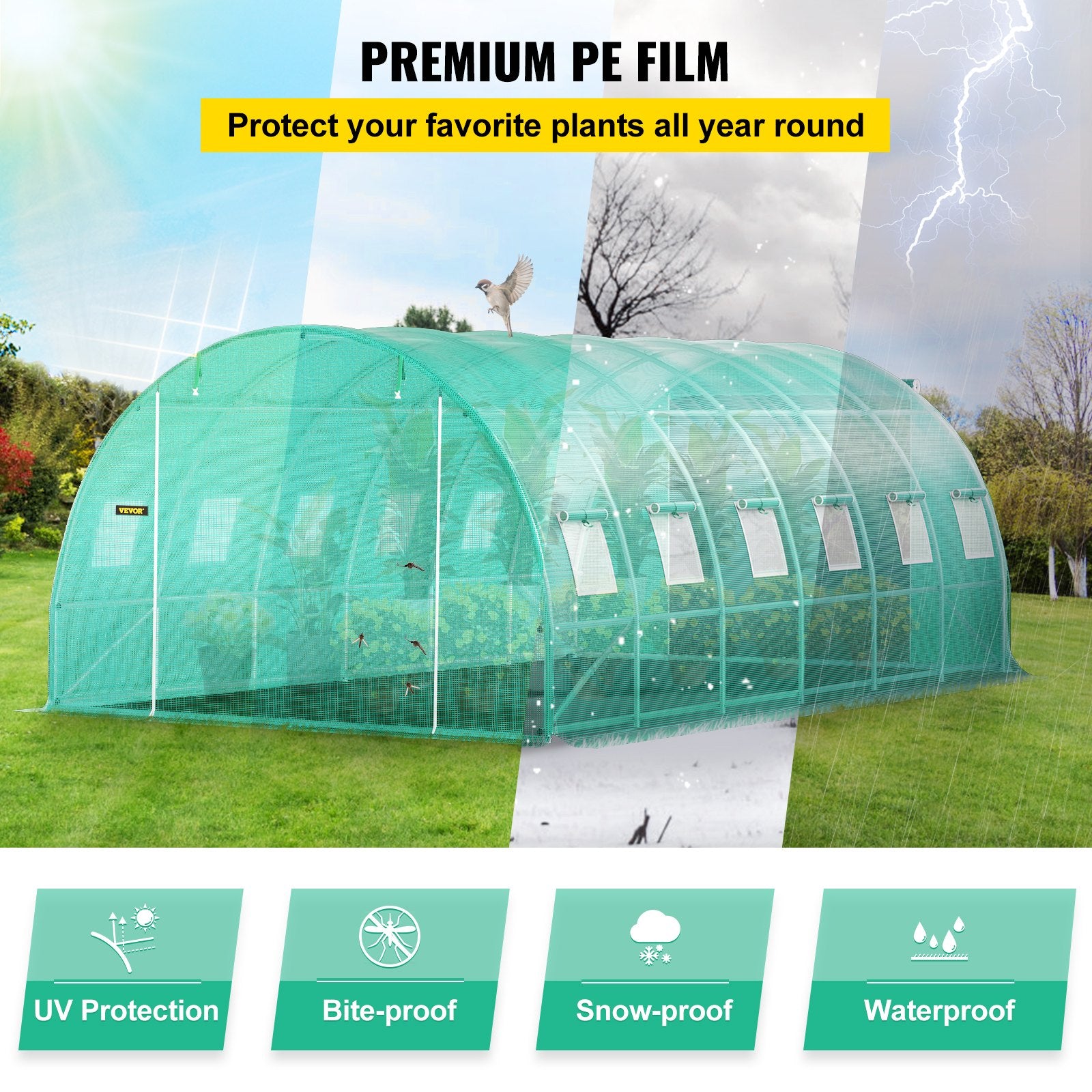 Walk-in Tunnel Greenhouse Galvanized Frame Waterproof Cover 20x10x7 ft V952-YDSDWS20107FTIA39V0