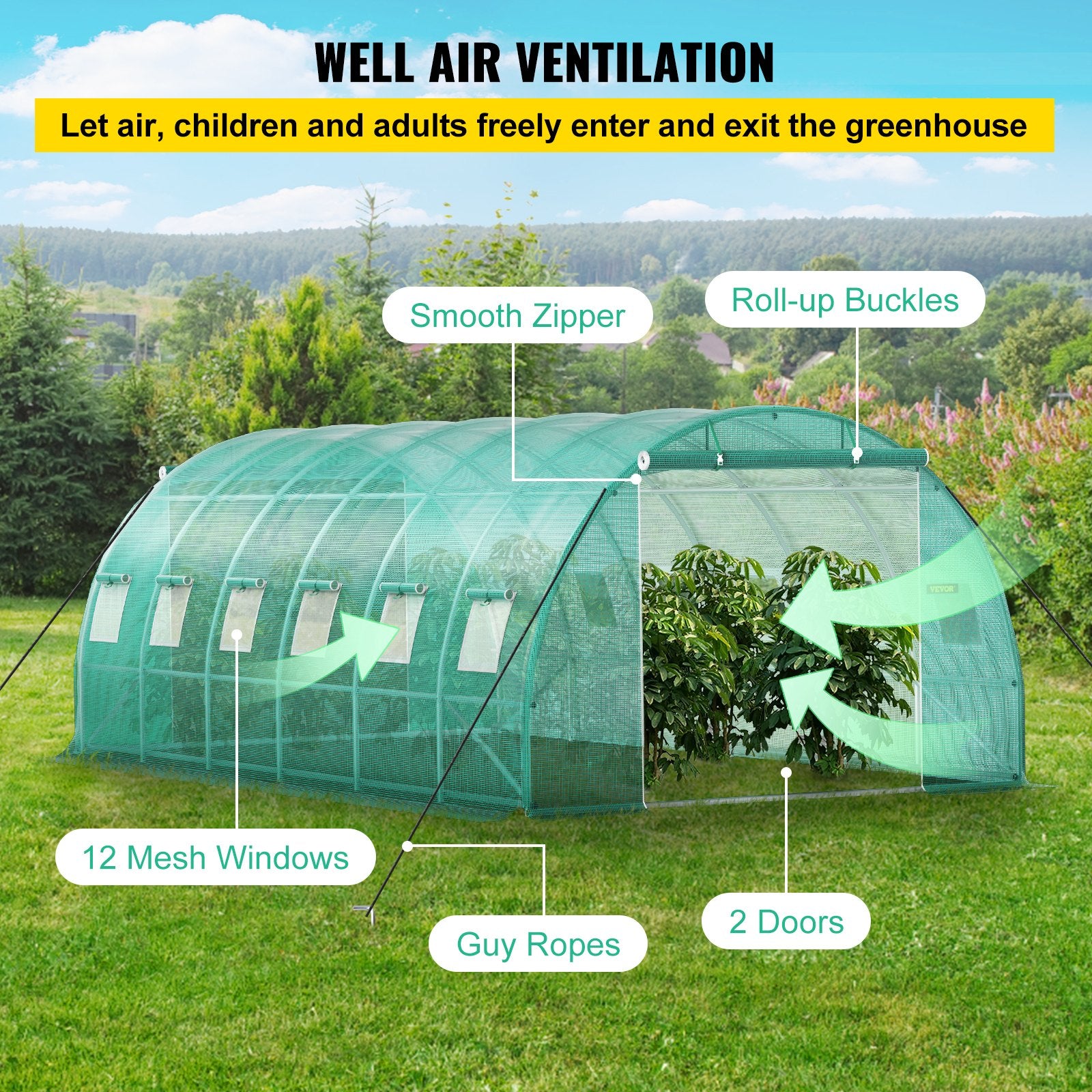 Walk-in Tunnel Greenhouse Galvanized Frame Waterproof Cover 20x10x7 ft V952-YDSDWS20107FTIA39V0
