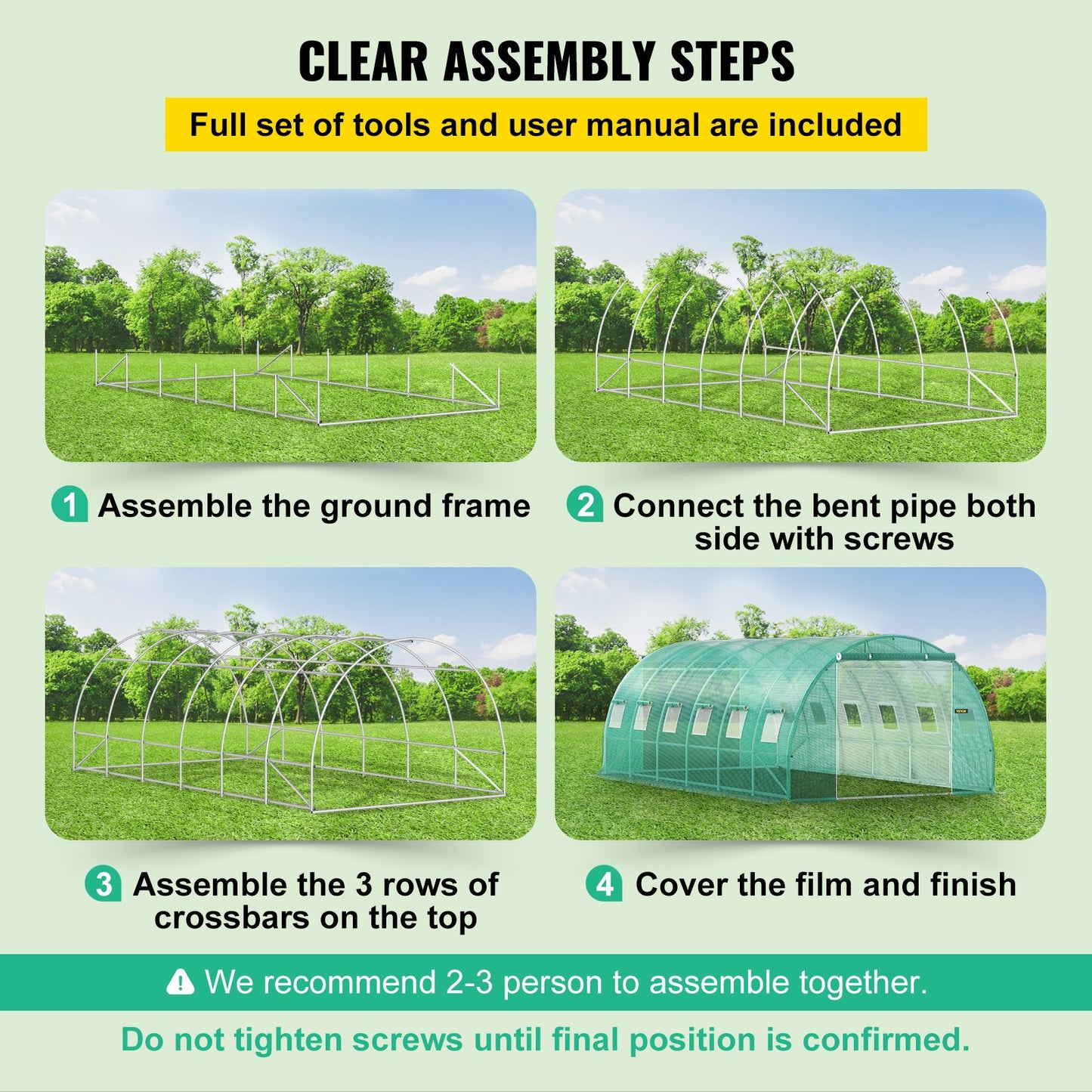 Walk-in Tunnel Greenhouse Galvanized Frame Waterproof Cover 20x10x7 ft V952-YDSDWS20107FTIA39V0