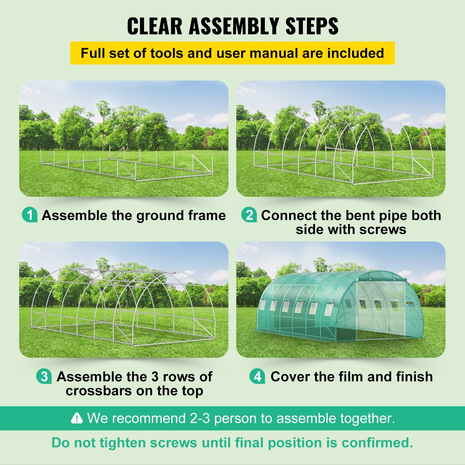 Walk-in Tunnel Greenhouse Galvanized Frame Waterproof Cover 20x10x7 ft V952-YDSDWS20107FTIA39V0