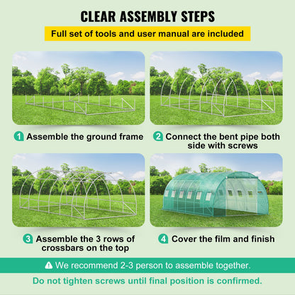 Walk-in Tunnel Greenhouse Galvanized Frame Waterproof Cover 20x10x7 ft V952-YDSDWS20107FTIA39V0
