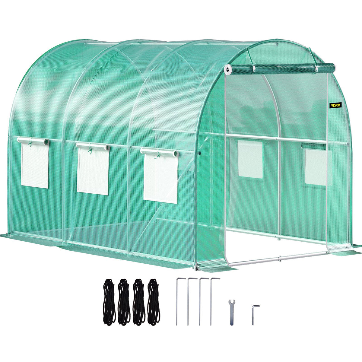 Walk-in Tunnel Greenhouse, 3 x 2 x 2 m, Portable Plant Hot House with Galvanised Steel Frame, 1 Top Bar, V952-YDSDWSL1077FTKHD5V0