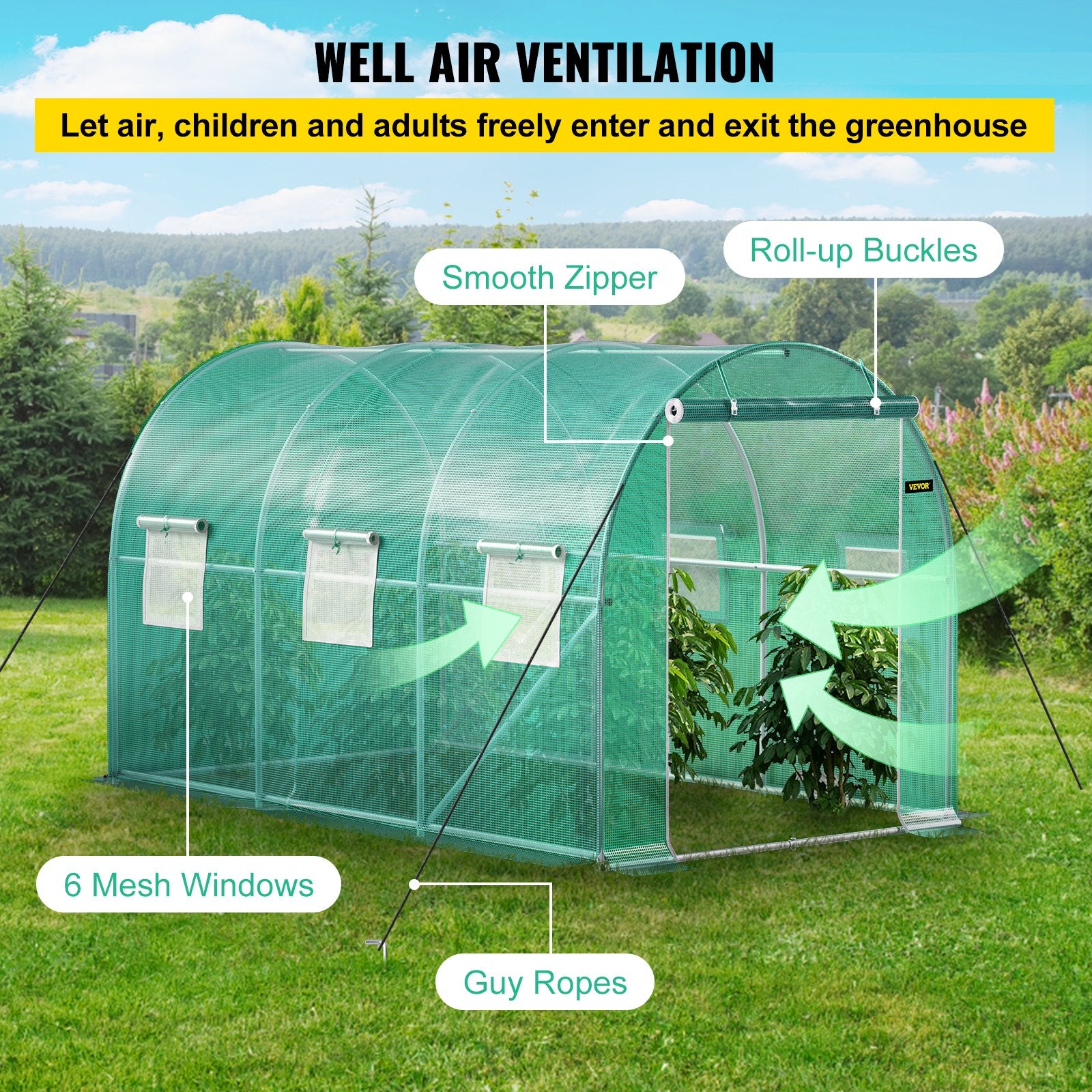 Walk-in Tunnel Greenhouse Galvanized Frame & Waterproof Cover 12x7x7 ft V952-YDSDWSL1277FTLT3OV0