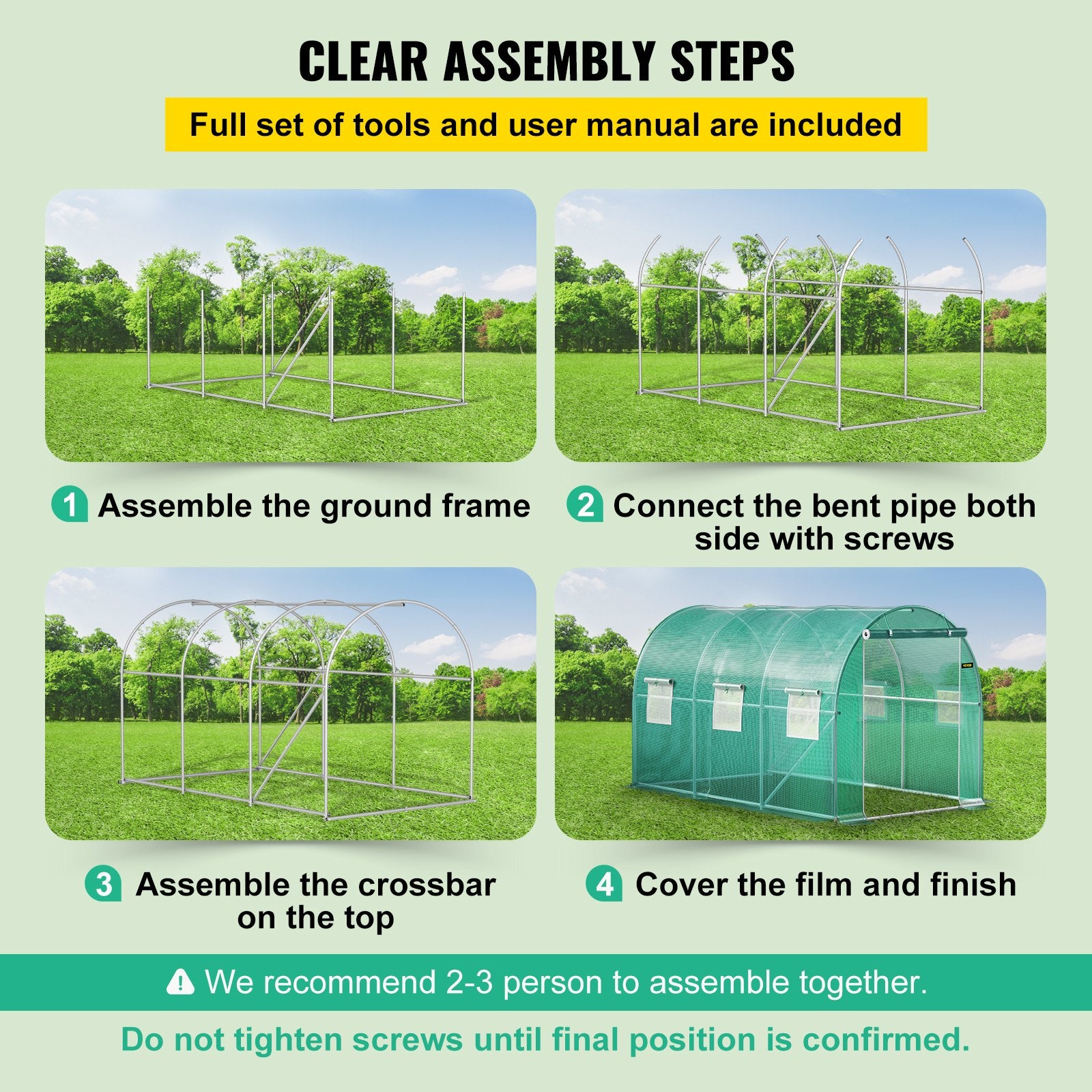 Walk-in Tunnel Greenhouse Galvanized Frame & Waterproof Cover 12x7x7 ft V952-YDSDWSL1277FTLT3OV0
