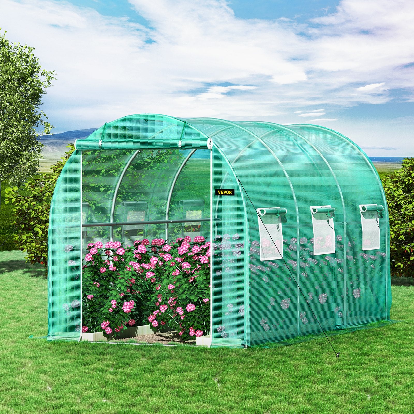 Walk-in Tunnel Greenhouse Galvanized Frame & Waterproof Cover 12x7x7 ft V952-YDSDWSL1277FTLT3OV0