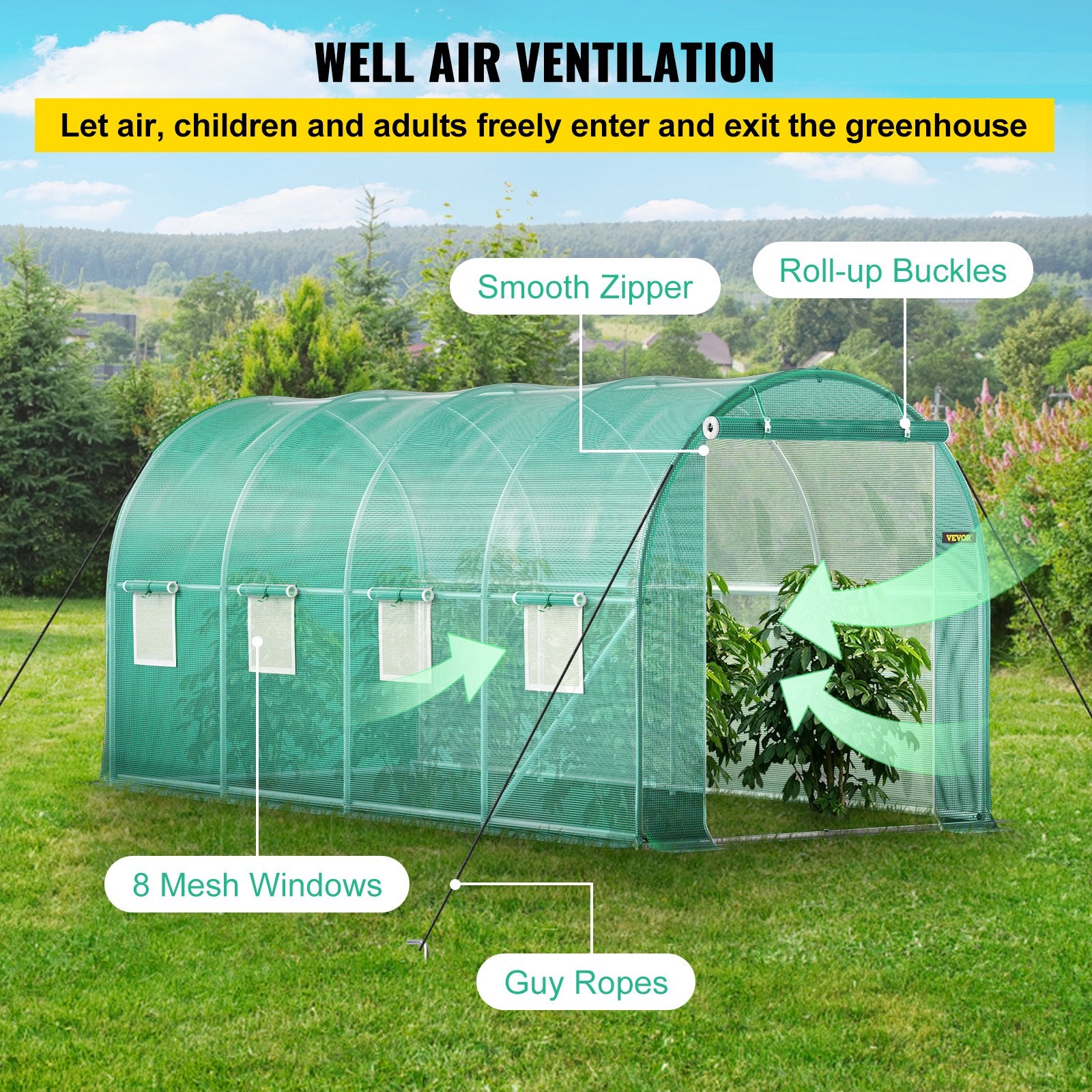 Walk-in Tunnel Greenhouse Galvanized Frame & Waterproof Cover 15x7x7 ft V952-YDSDWSL1577FTL1FIV0