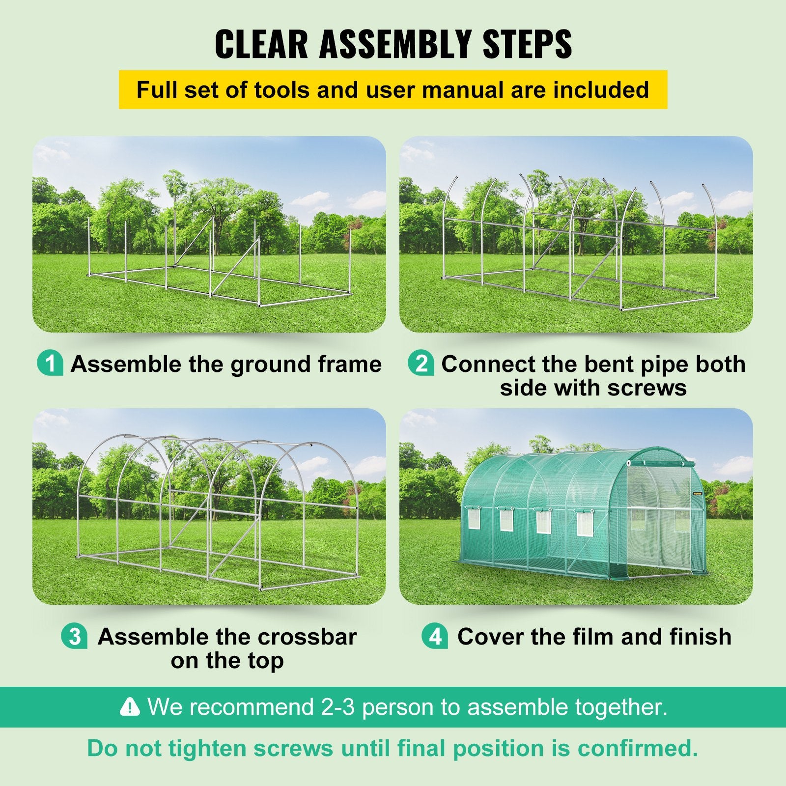 Walk-in Tunnel Greenhouse Galvanized Frame & Waterproof Cover 15x7x7 ft V952-YDSDWSL1577FTL1FIV0