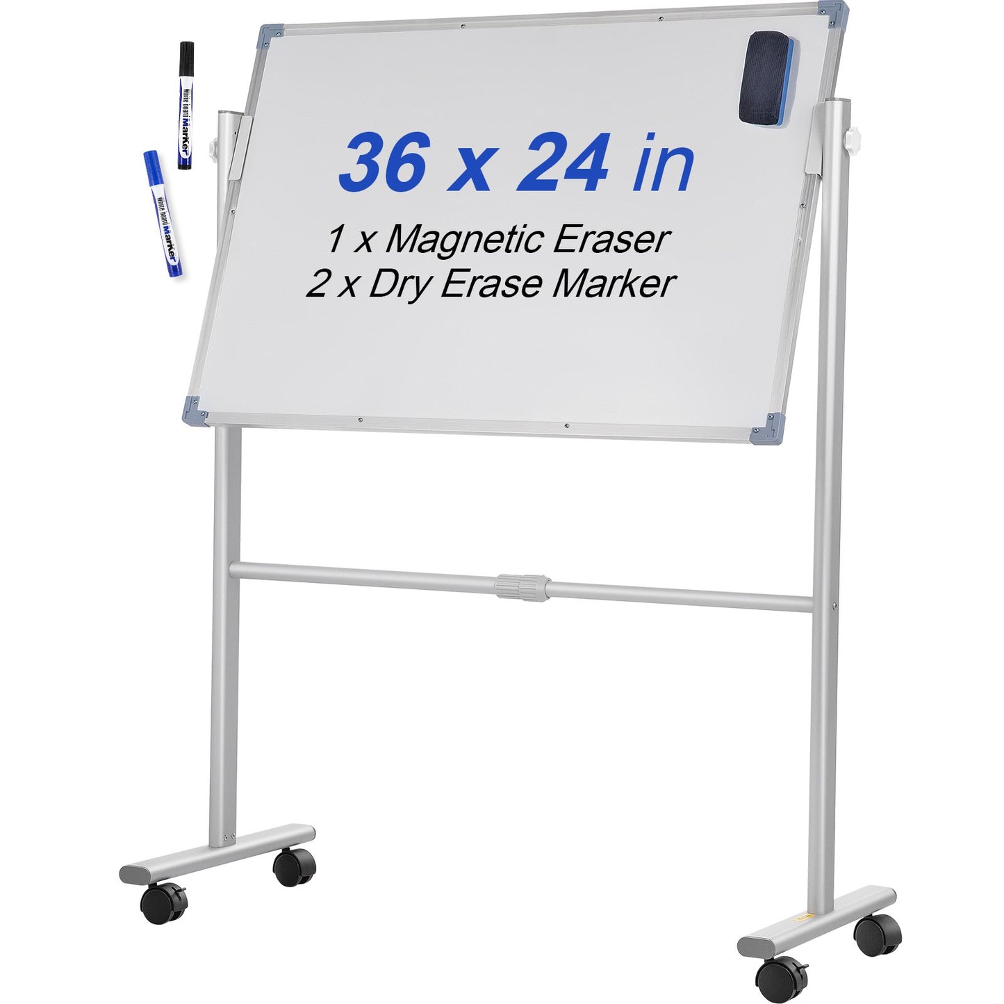 Mobile Dry Erase Board Magnetic Whiteboard w/ Stand 60 x 90cm Double Sided V952-YDSMBBB3624INEY10V0