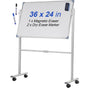 Mobile Dry Erase Board Magnetic Whiteboard w/ Stand 60 x 90cm Double Sided V952-YDSMBBB3624INEY10V0