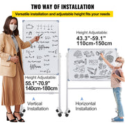 Mobile Dry Erase Board Magnetic Whiteboard w/ Stand 60 x 90cm Double Sided V952-YDSMBBB3624INEY10V0