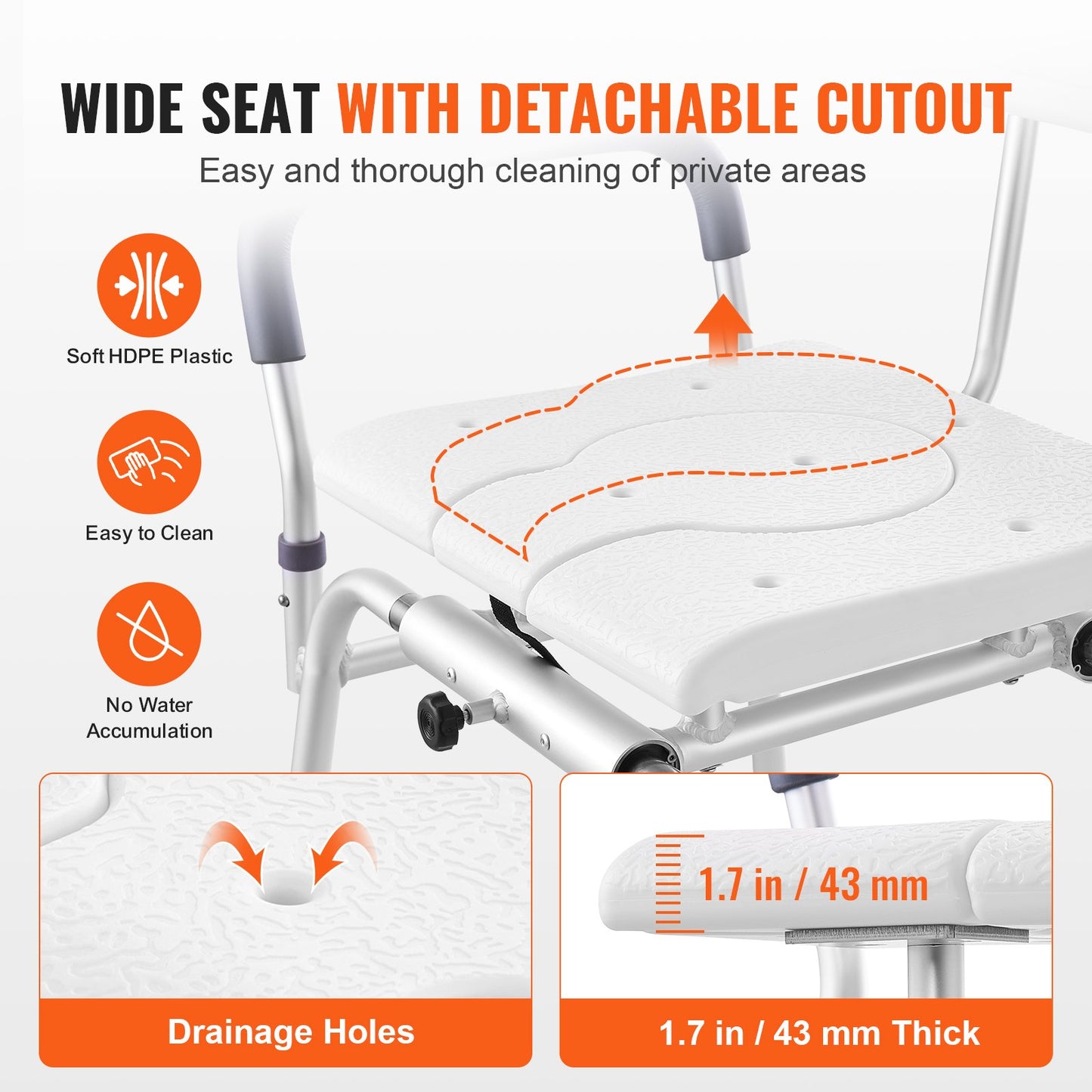 Sliding Tub Transfer Bench Shower Chair & Cut-Out Seat Reversible Backrest V952-YDSYGZYTLSLBHHUJMV0