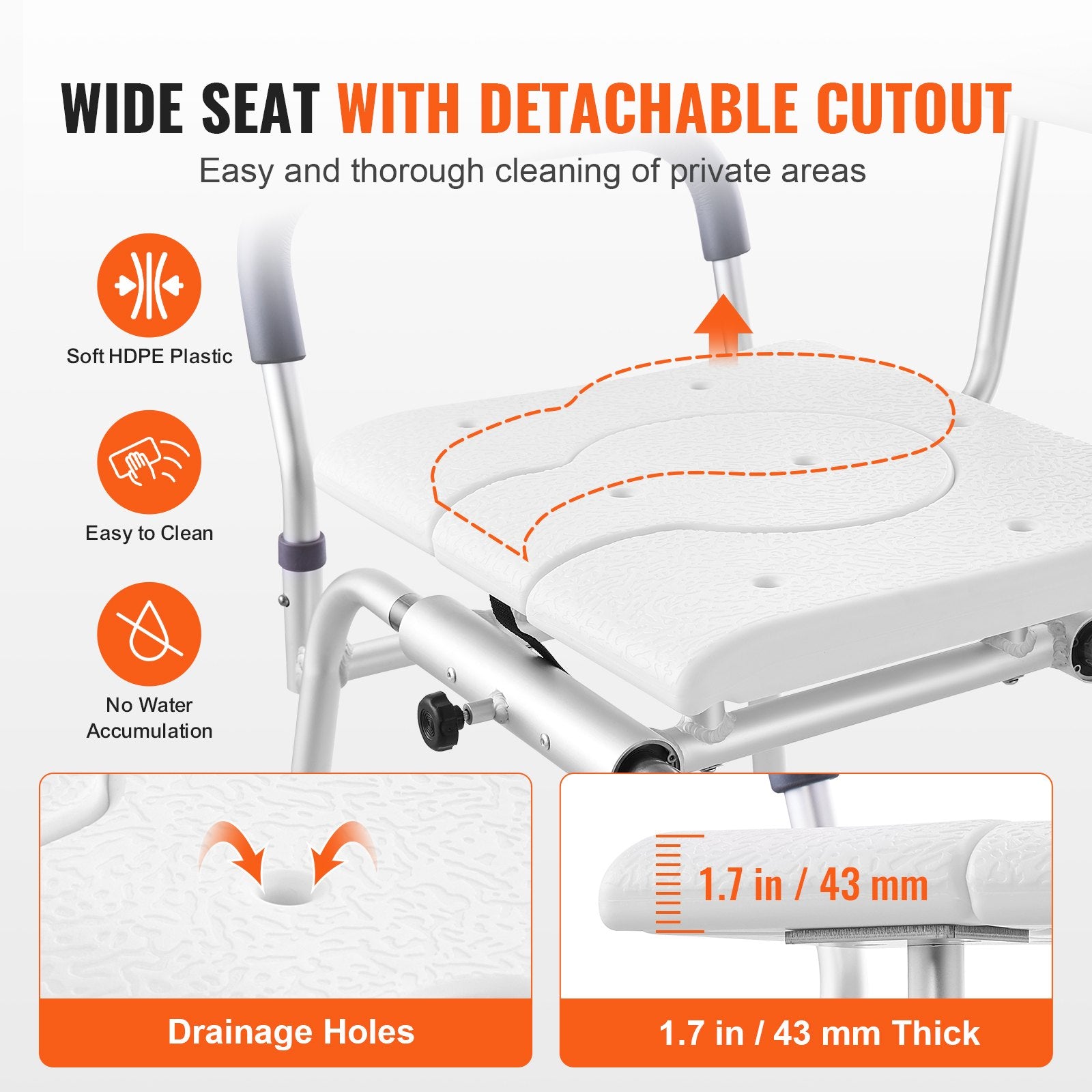 Sliding Tub Transfer Bench Shower Chair & Cut-Out Seat Reversible Backrest V952-YDSYGZYTLSLBHHUJMV0