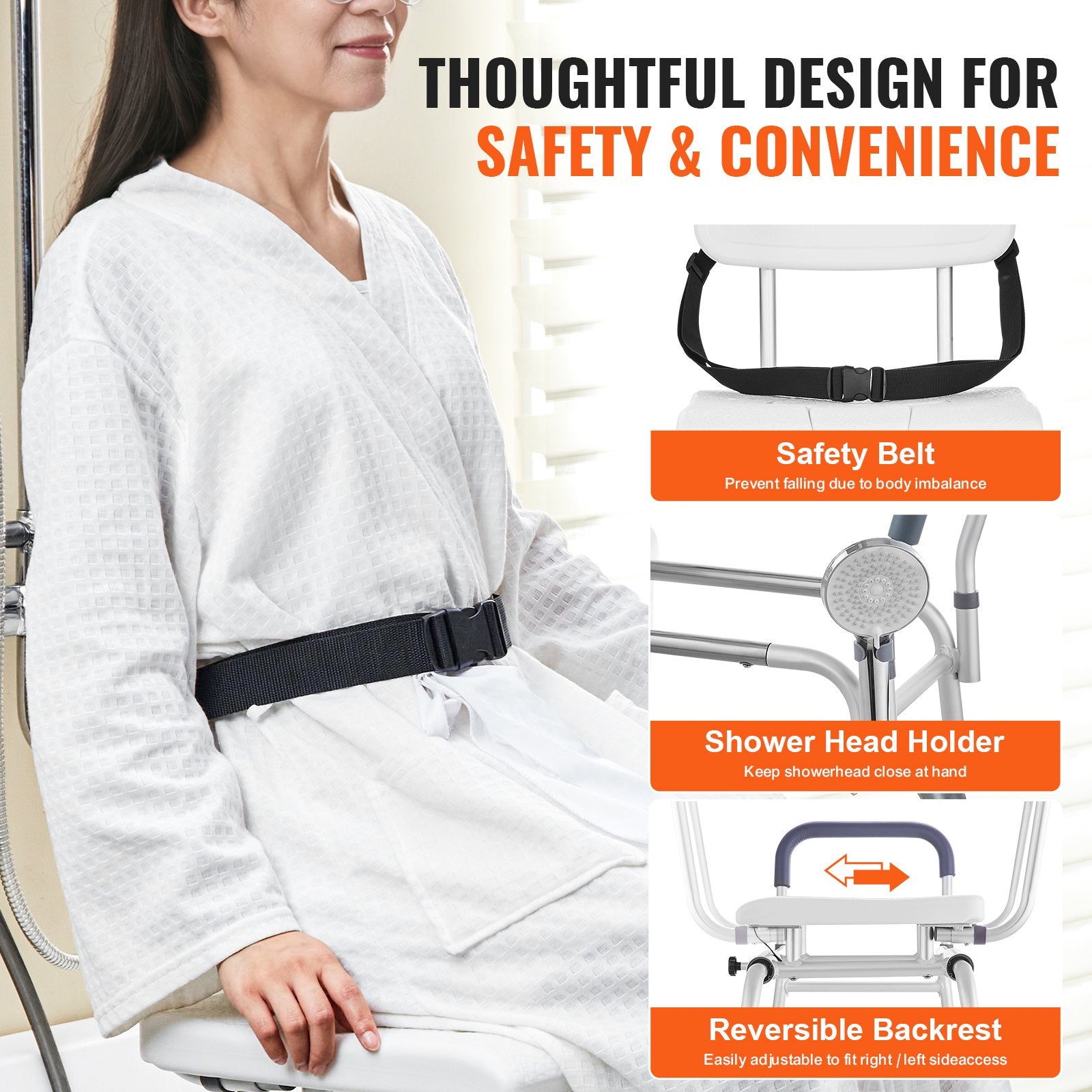 Sliding Tub Transfer Bench Shower Chair & Cut-Out Seat Reversible Backrest V952-YDSYGZYTLSLBHHUJMV0