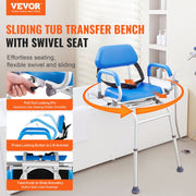 Sliding Tub Transfer Bench with 360 Degree Swivel Seat, Sliding Shower Chair with Pivoting Armrest & Padded V952-YDSYGZYTLSLK85WSBV0