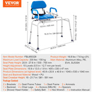Sliding Tub Transfer Bench with 360 Degree Swivel Seat, Sliding Shower Chair with Pivoting Armrest & Padded V952-YDSYGZYTLSLK85WSBV0