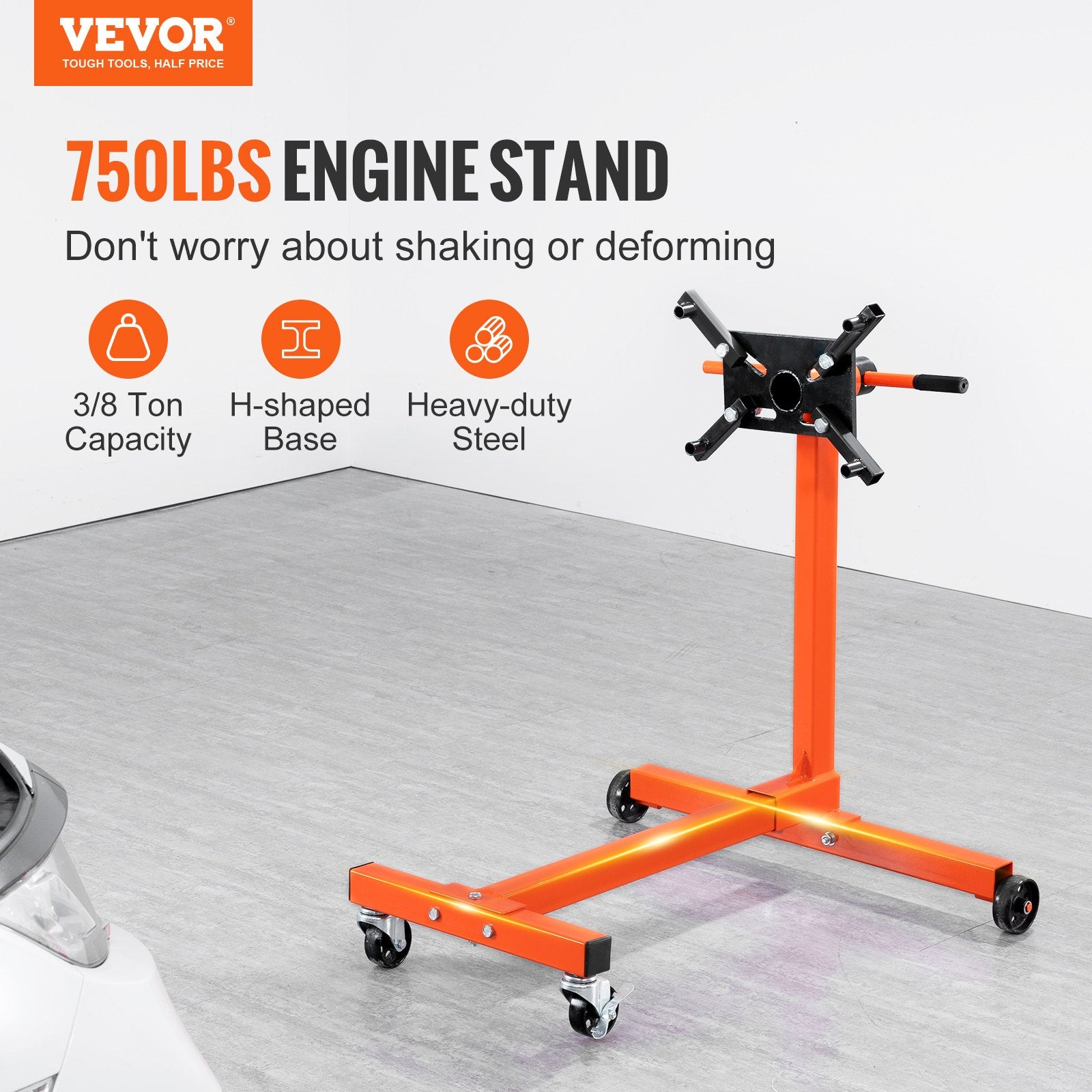 Engine Stand 750LBS Motor Hoist Dolly 360 Degree Adjustable Mounting Head V952-YDXZSF750LBS4870PV0