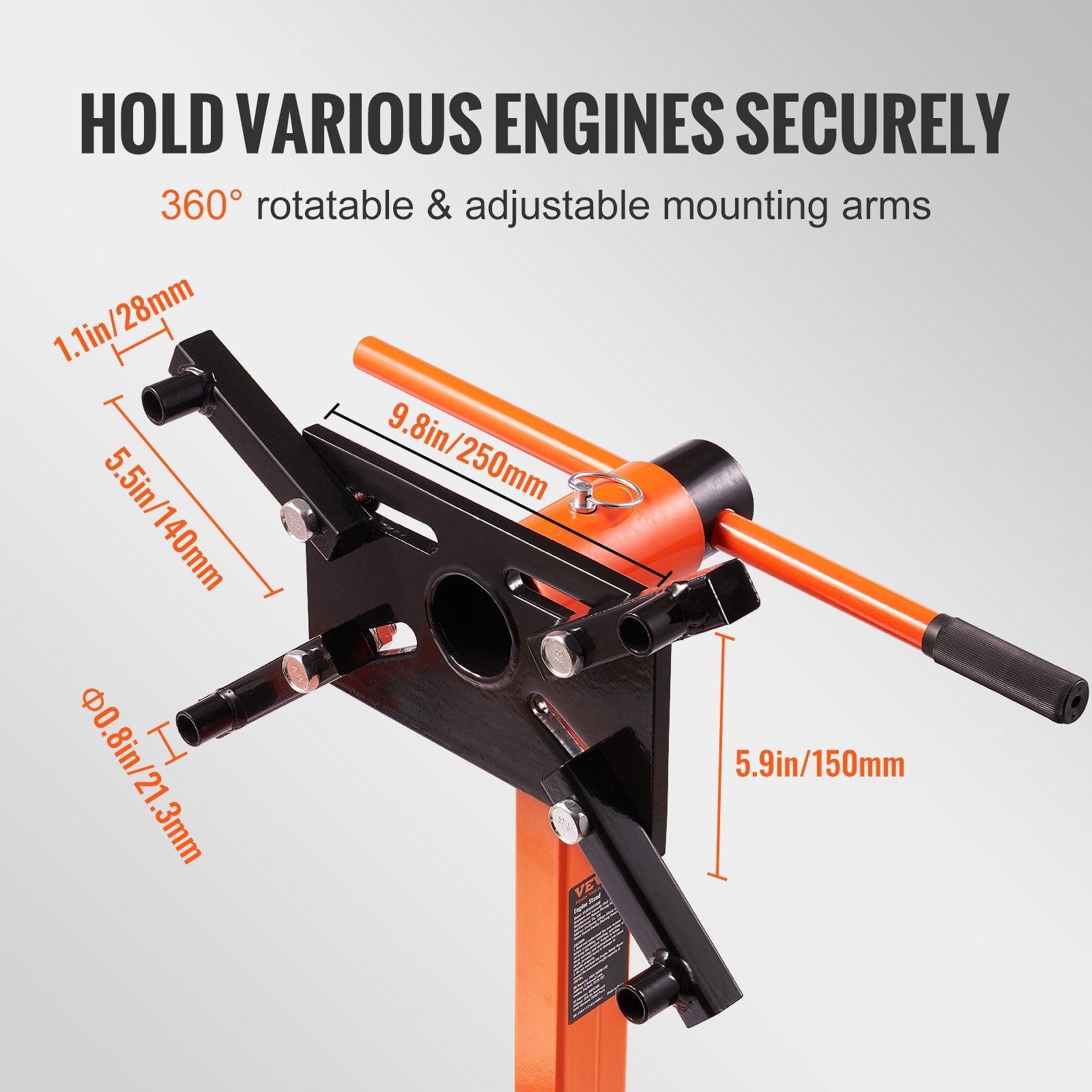 Engine Stand 750LBS Motor Hoist Dolly 360 Degree Adjustable Mounting Head V952-YDXZSF750LBS4870PV0